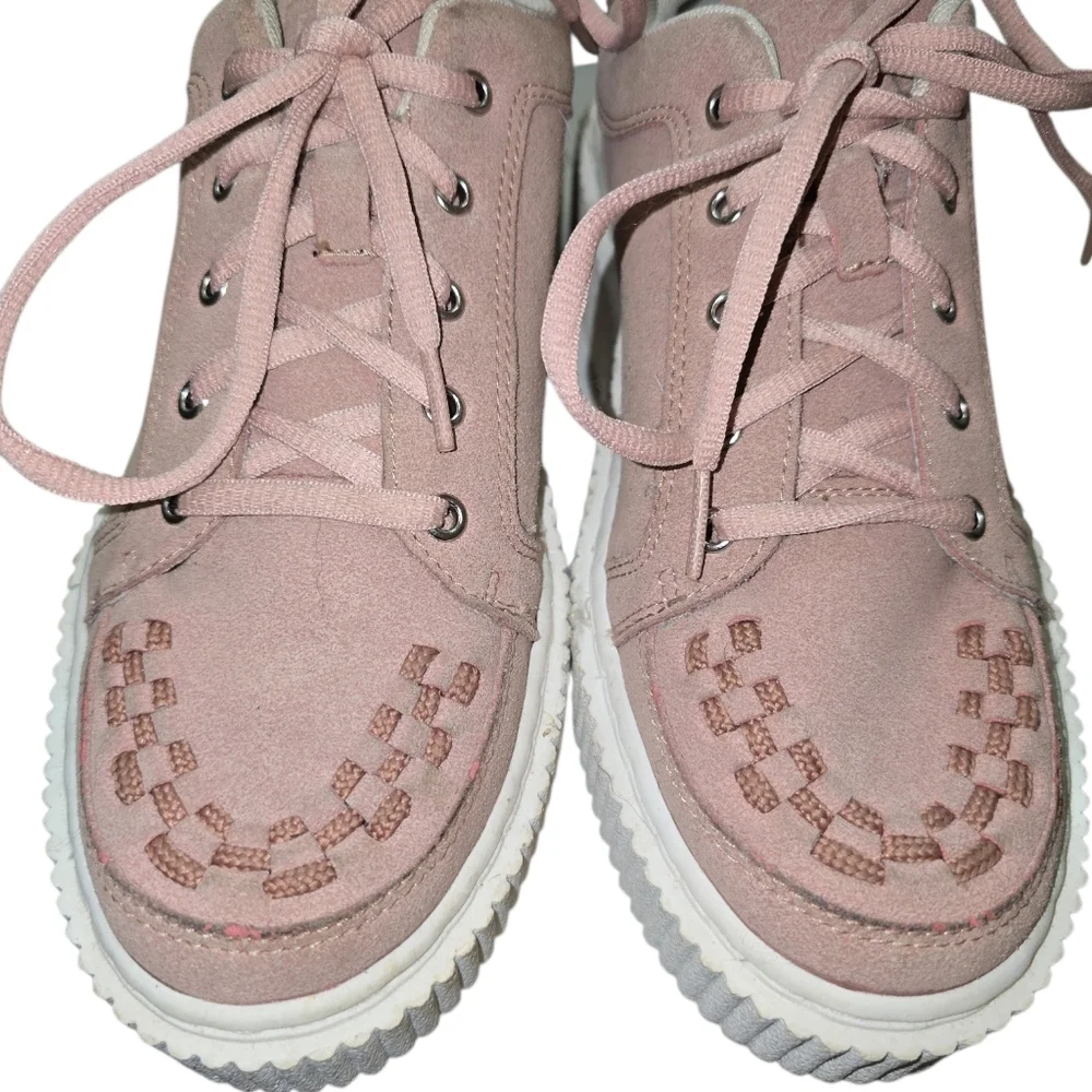 TUK Suede Creepers Sneakers In Rose Pink 41 Women's 10 Platform Woven Toe Box
